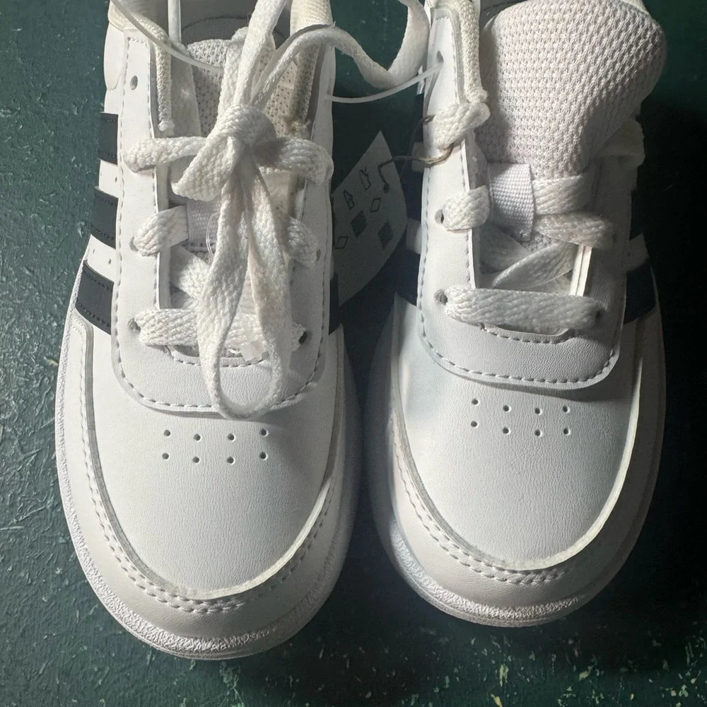 Kids Adidas Black and White Breaknet 2.0 Tennis Sneakers - 12K